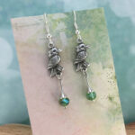 Kookaburra Australian Souvenir Earrings, Green Crystal