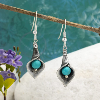Lily Earrings, Turquoise Magnesite Gemstones