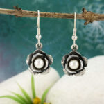 Rose Earrings, Freshwater Pearl Cabochon