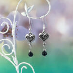 Heart Black Tourmaline Dangle & Drop Earrings