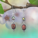 Red Opal Dangle & Drop Earrings with Swarovski Crystals