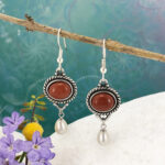 Gold Stone Earrings, Freshwater Pearl