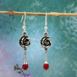 Roses Earrings, Red Crystal