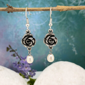 Rose Earrings, Freshwater Pearls