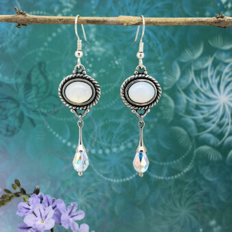 Opalite Earrings, Crystal Flutes