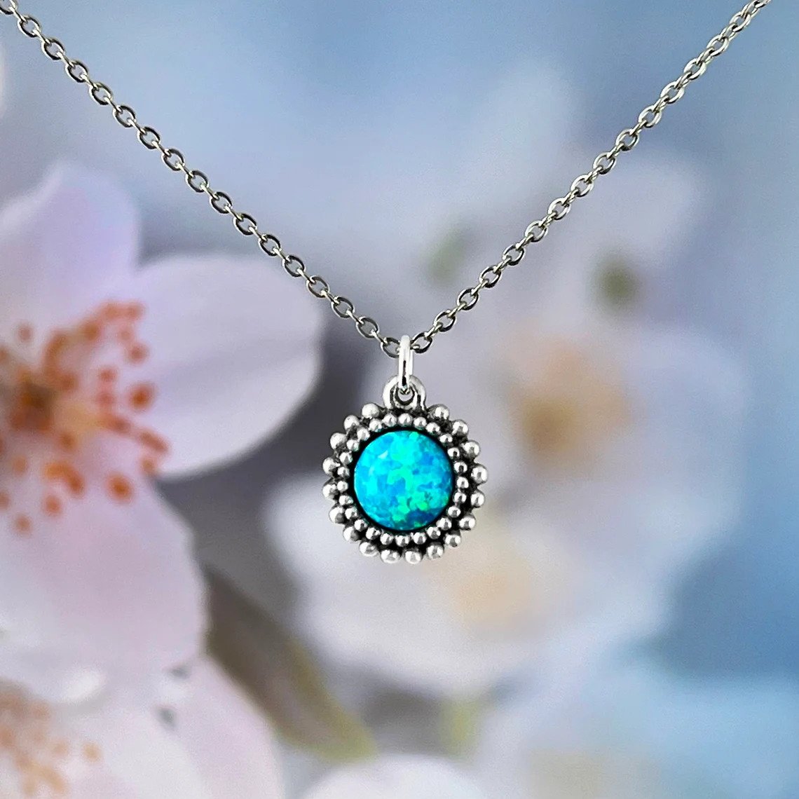 Blue Fire Opal Necklace - Image 2