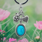Koala & Heart Charms Keyring with Turquoise Magnesite Pendant
