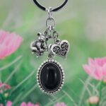 Koala & Heart Charms Keyring With Black Onyx Pendant
