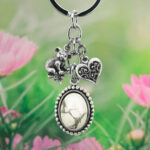 Koala and Heart Charms Keyring with White Howlite Pendant