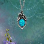 Opal Pendant, Blue Fire Created Opal, Nature Style
