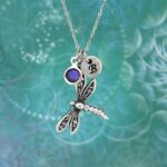 Dragonfly Necklace with Optional Initial Disc & Birthstone